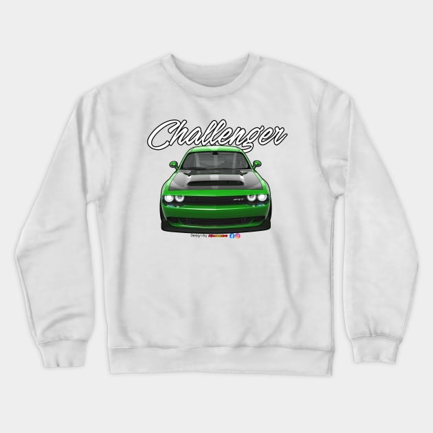 Challenger SRT Green by pjesusart Crewneck Sweatshirt by PjesusArt